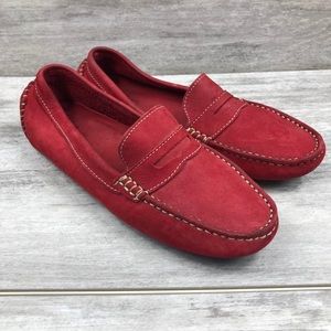 Mercanti red leather slip on loafer